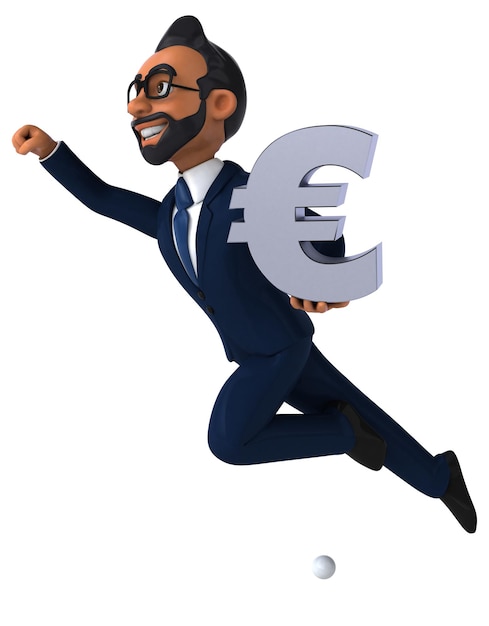 Ilustração divertida de desenho animado 3D de um empresário indiano