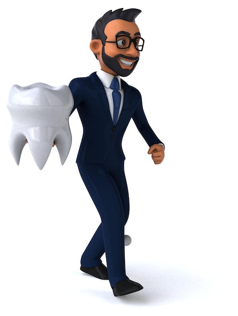 Ilustração divertida de desenho animado 3D de um empresário indiano