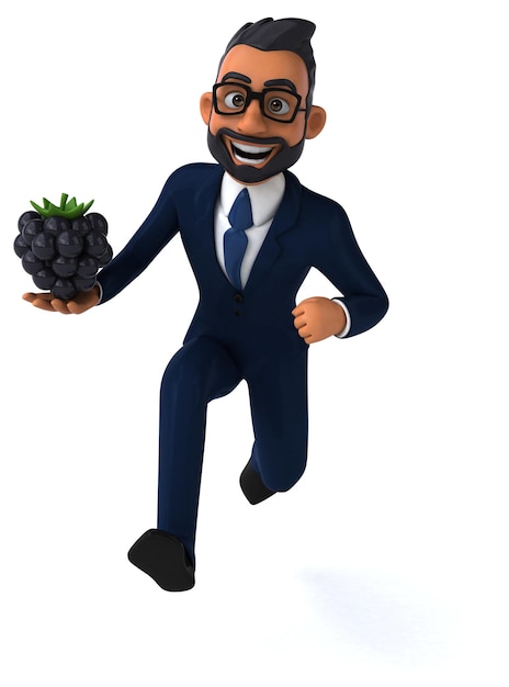 Ilustração divertida de desenho animado 3D de um empresário indiano