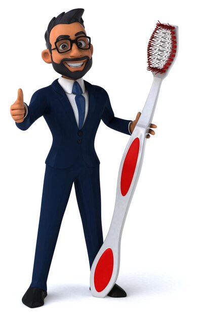 Ilustração divertida de desenho animado 3D de um empresário indiano