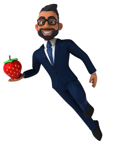 Ilustração divertida de desenho animado 3D de um empresário indiano
