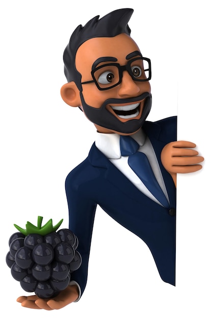 Ilustração divertida de desenho animado 3D de um empresário indiano
