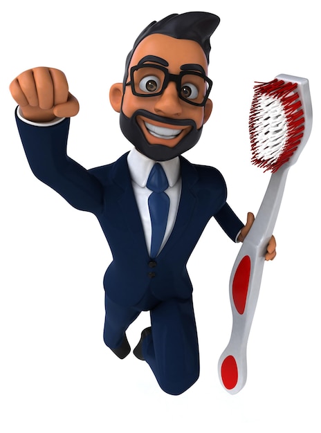 Ilustração divertida de desenho animado 3D de um empresário indiano