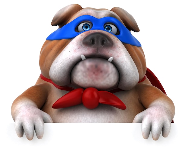 Foto ilustração divertida de desenho animado 3d de um super-herói cão