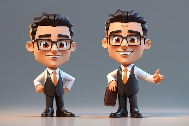 Ilustração divertida de desenho animado em 3D de um empresário indiano