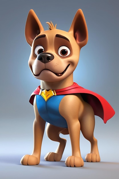 Ilustração divertida de super-herói cão 3D