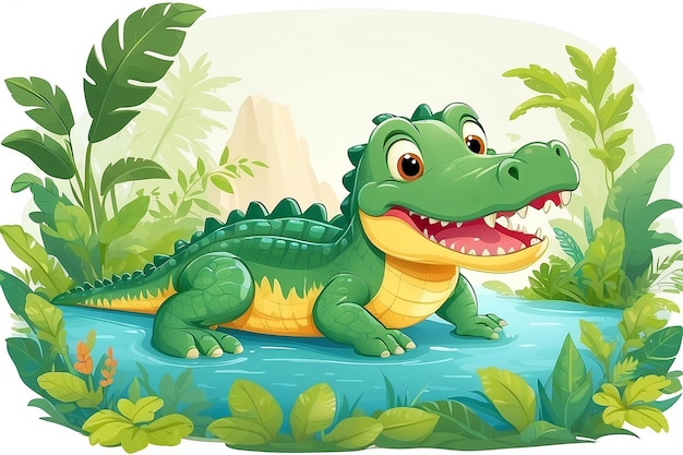 Ilustração divertida de um crocodilo engraçado