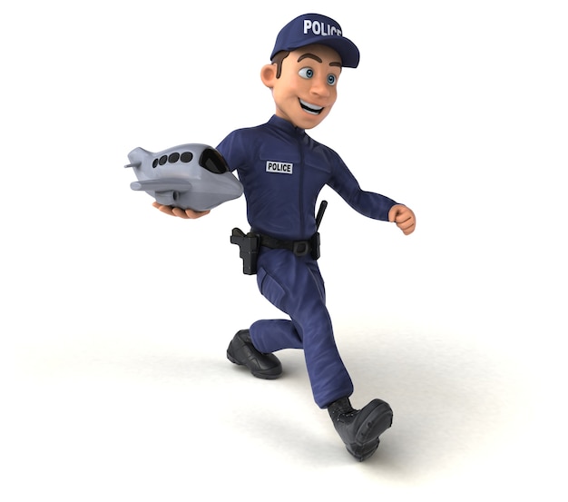 Ilustração divertida de um policial de desenho animado