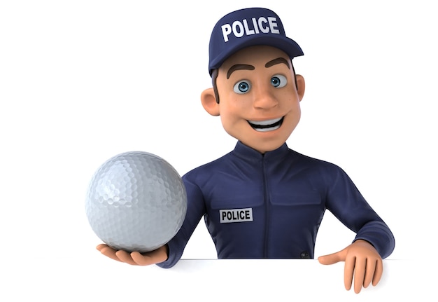 Ilustração divertida de um policial de desenho animado