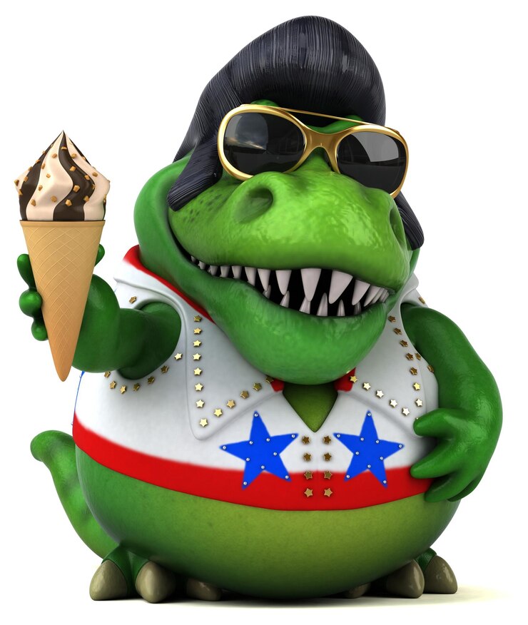 Foto ilustração divertida em 3d de um balancim trex