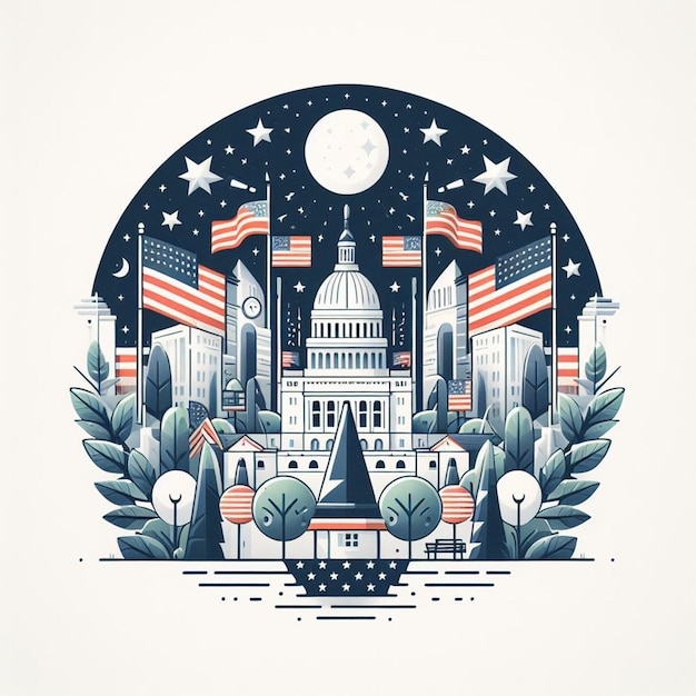 Ilustração do 4 de julho nos Estados Unidos em um fundo branco 16