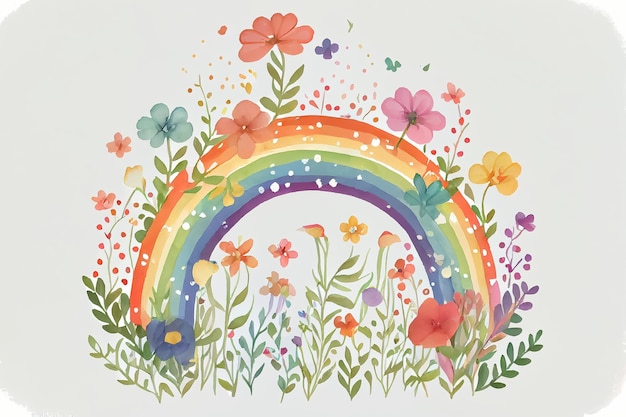 Ilustração do arco-íris vibrante e colorido em estilo aquarela desenhar AI