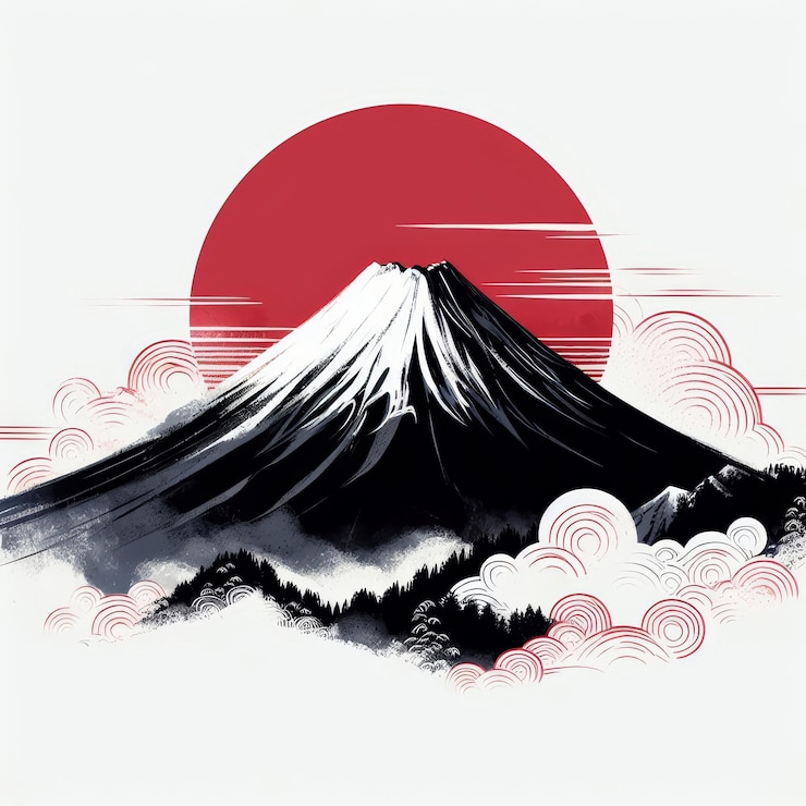 Foto ilustração do belo monte fuji para a celebração do dia de showa