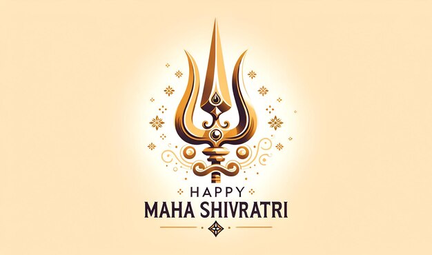 Ilustração do cartão maha shivratri com tridente dourado