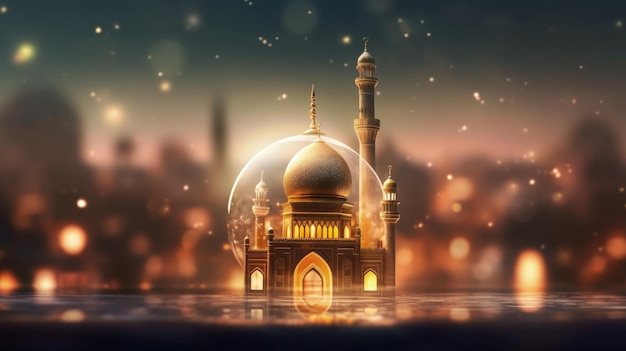 Ilustração do cartão Ramadan Kareem AI GenerativexA
