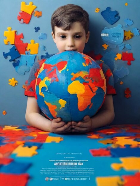 Foto ilustração do cartaz do dia de conscientização sobre o autismo