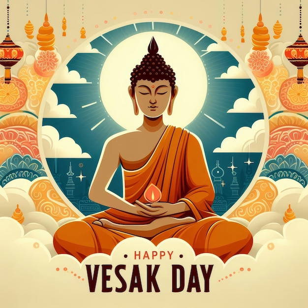 Foto ilustração do cartaz do dia de vesak