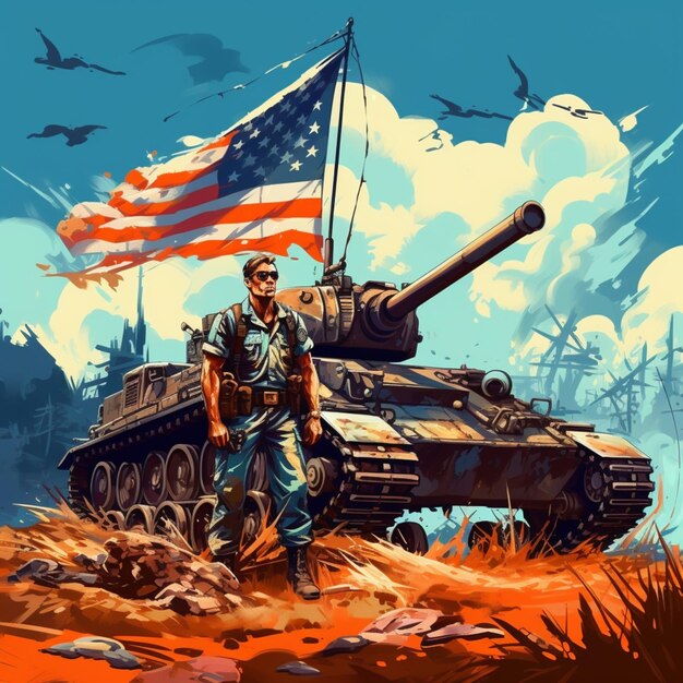 Ilustração do cartaz do soldado americano militar