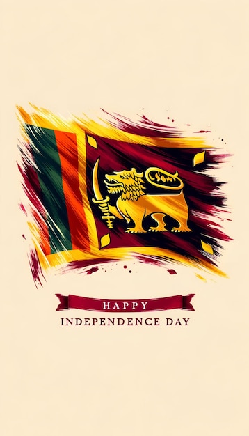 Ilustração do cartaz para o feliz dia da independência do Sri Lanka em estilo sujo