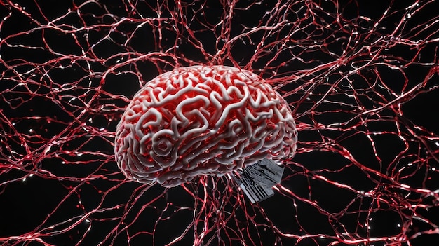 Ilustração do cérebro vermelho e preto