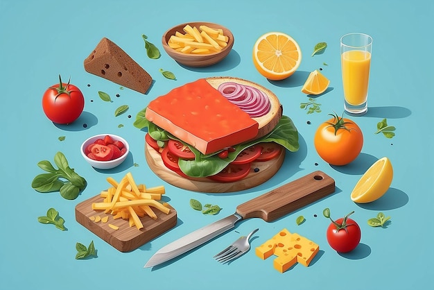 Ilustração do conceito de alimento desconstruído