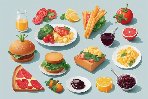 Ilustração do conceito de alimento desconstruído