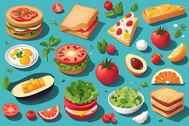 Ilustração do conceito de alimento desconstruído