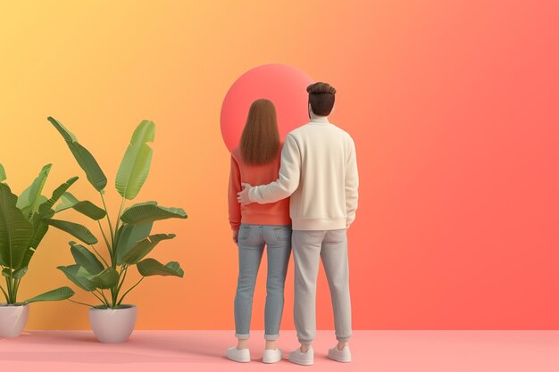 Ilustração do conceito de casal 3D