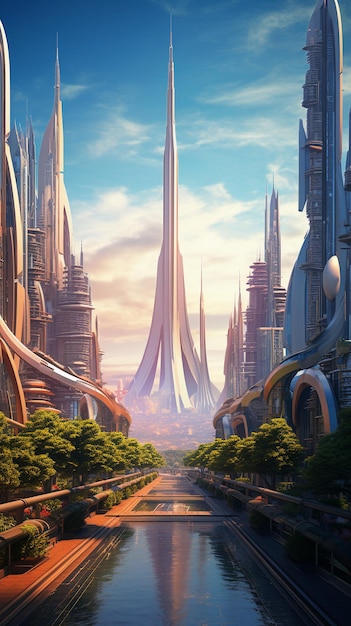 Ilustração do conceito de cidade inteligente futurista