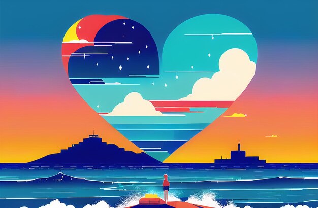 Ilustração do conceito de corações do dia dos namorados Banners de arte digital, planos de fundo, sociais