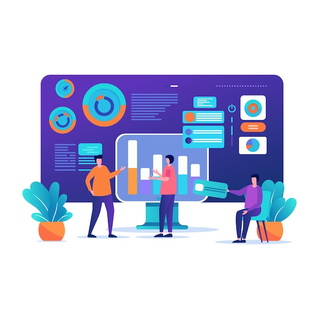Ilustração do conceito de design UIUX Ilustração vetorial conceito de interface do usuário para seu site e design Gerenciamento de análise de dados SEO compras on-line e negócios de inicialização Vetor EPS 10