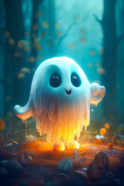 Ilustração do conceito de Halloween do fantasma de fadas fofas
