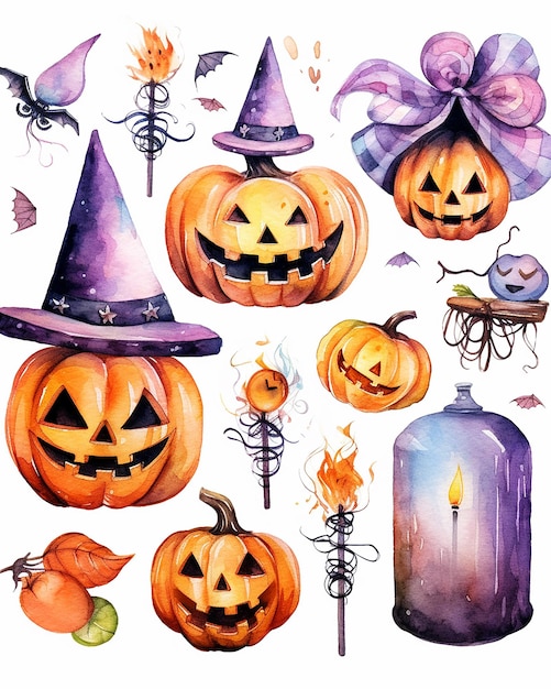 Foto ilustração do conceito de halloween em aquarela