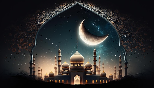 Ilustração do conceito de ramadã da mesquita muçulmana Generative ai