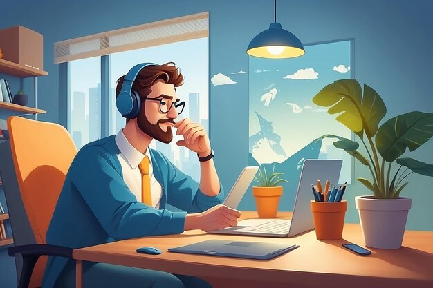 Ilustração do conceito de teletrabalho