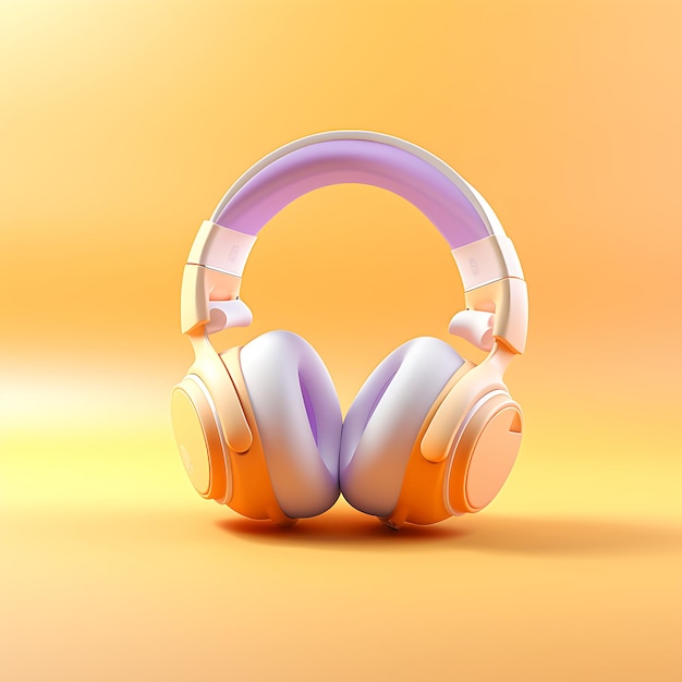ilustração do conceito musical de fones de ouvido com música no estilo rosa claro e laranja claro Ai