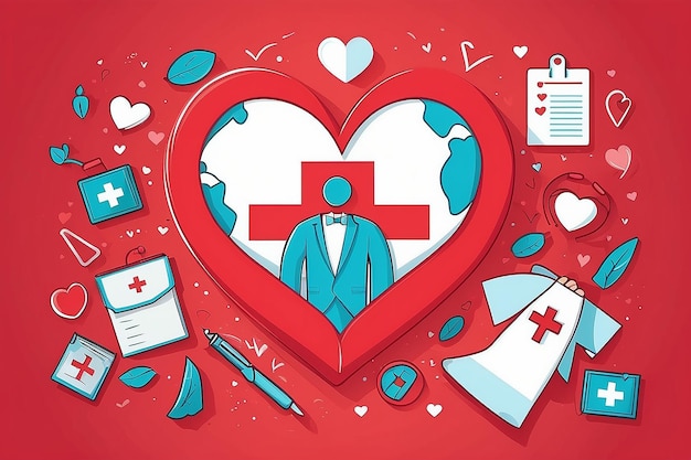 Ilustração do conceito vetorial do Dia Mundial da Cruz Vermelha 8 de Maio conceito de saúde da Cruz Vermal com elementos vetoriais