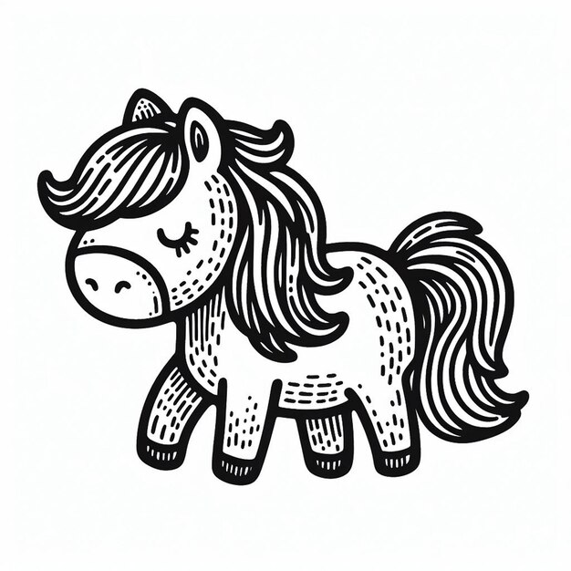 Foto ilustração do contorno do cavalo desenhada à mão
