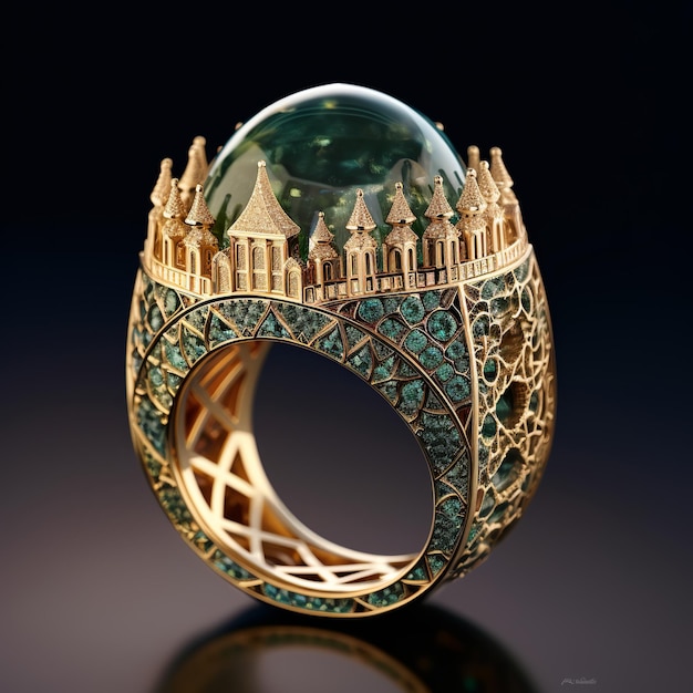 ilustração do design de um anel de joia combinado com Sheikhlotfollah