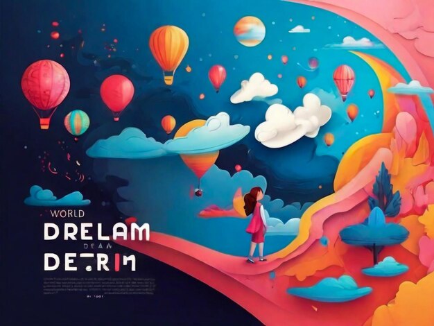 Ilustração do design do banner do Dia Mundial do Sonho