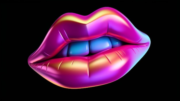 ilustração do design do ícone lábios significa um beijo gradienteMaterial de argila Modelo 3D
