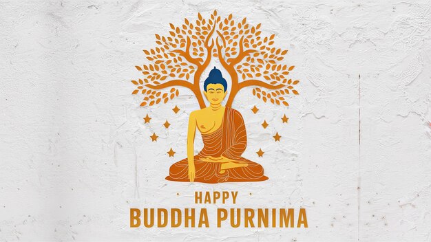 Ilustração do Dia de Buddha Purnima Vesak isolada em fundo branco