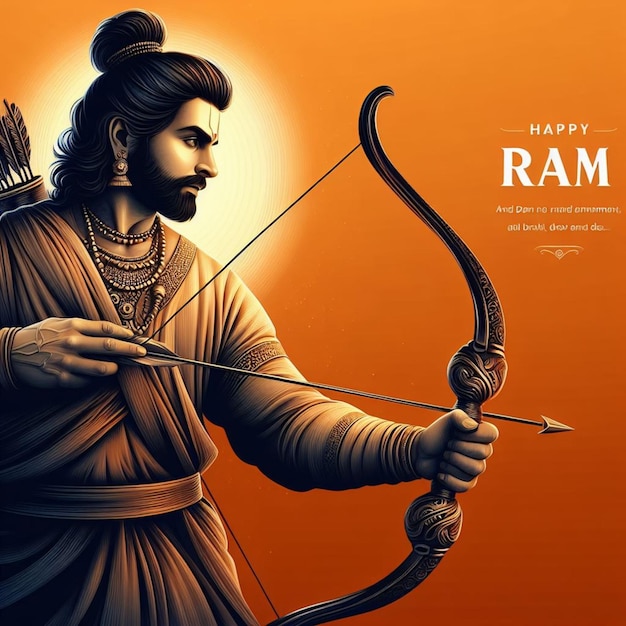 Ilustração do dia de Ram Navami com vetor de flecha e arco