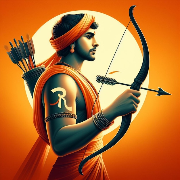 Ilustração do dia de Ram Navami com vetor de flecha e arco