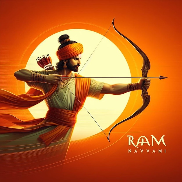 Ilustração do dia de Ram Navami com vetor de flecha e arco