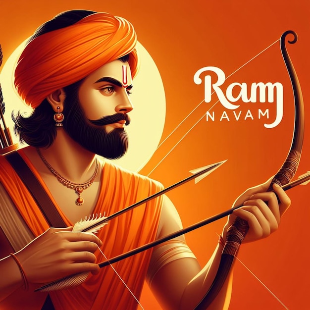 Ilustração do dia de Ram Navami com vetor de flecha e arco