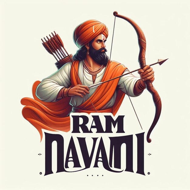 Ilustração do dia de Ram Navami com vetor de flecha e arco