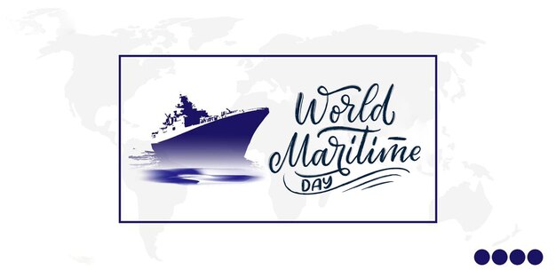 Ilustração do Dia Marítimo Mundial com mar e navio