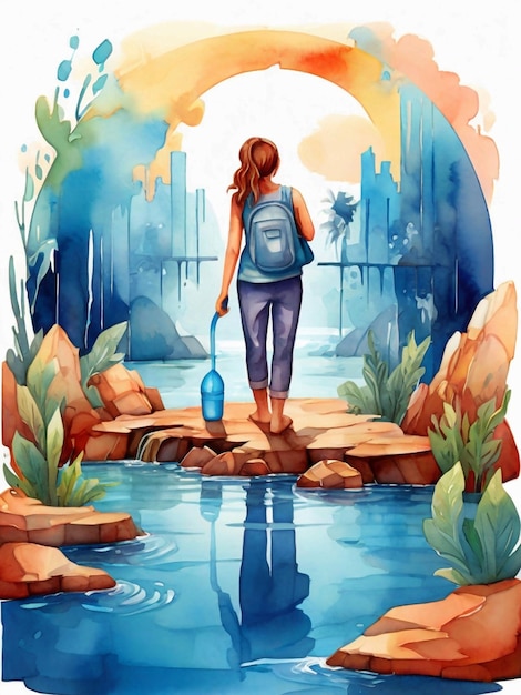 ilustração do dia mundial da água por aquarela vetorial