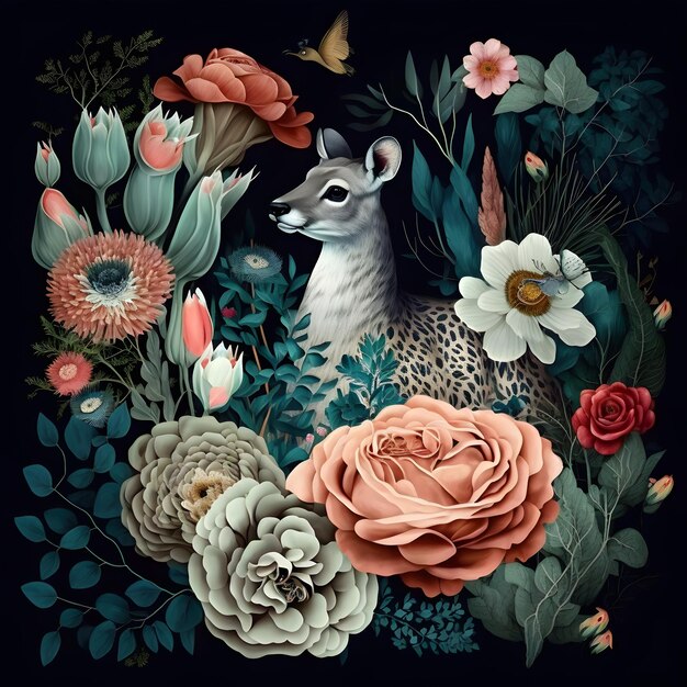 ilustração do dia mundial da vida selvagem com animais, animais e flores